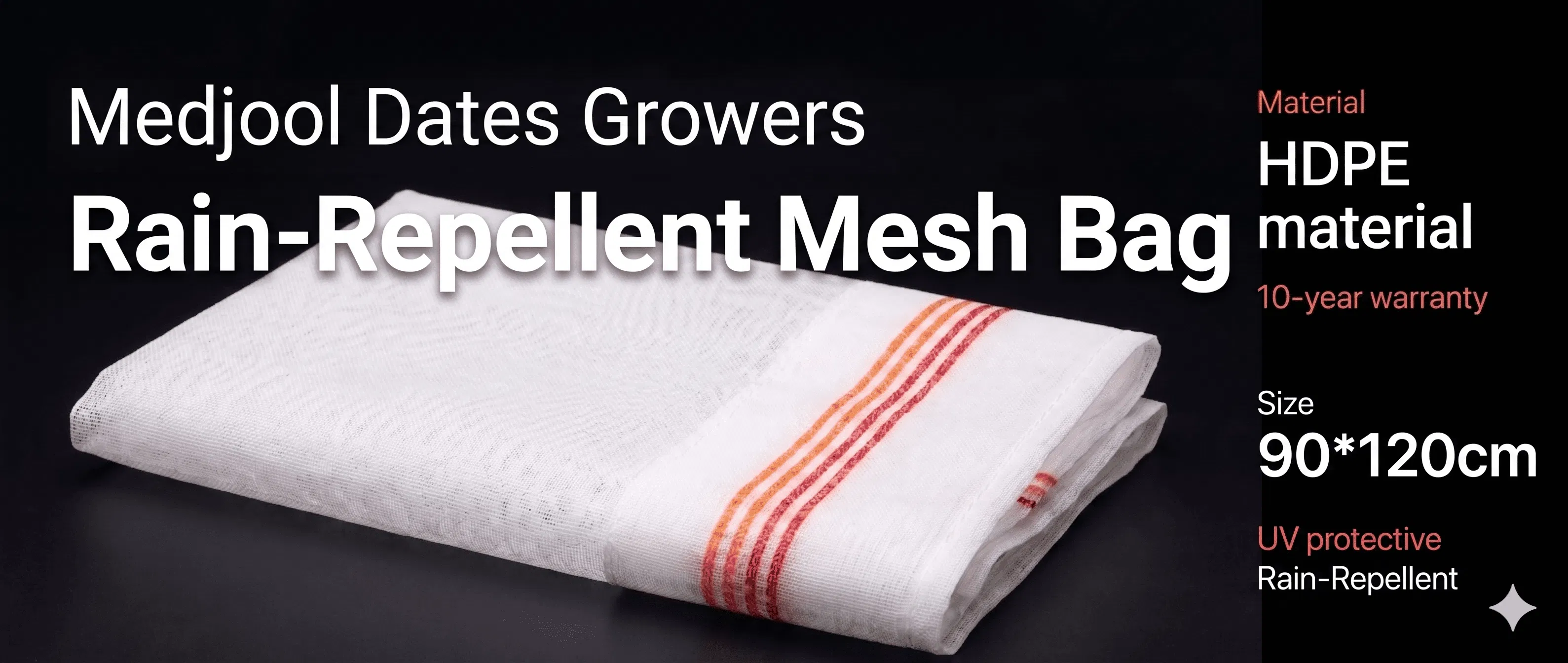 Saco de Malha para Cacho de Datas Estabilizado com UV para Produtores de Datas Medjool do Deserto