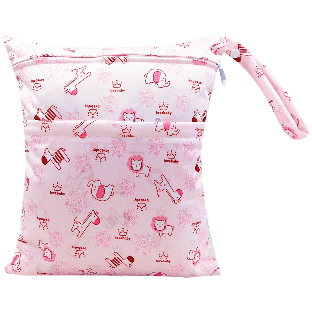 Bolsas Reutilizáveis à Prova d'Água com Dois Bolsos com Zíper Bolsa Úmida para Fraldas de Pano