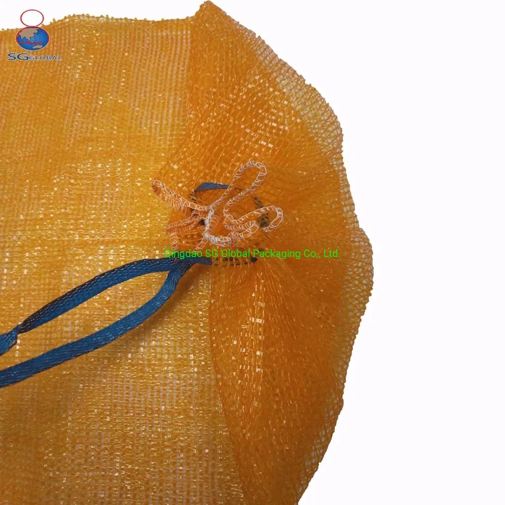 Fabricante aprovado pela SGS CE de embalagens plásticas fortes para frutas e vegetais, saco de rede de malha com cordão de PP Leno
