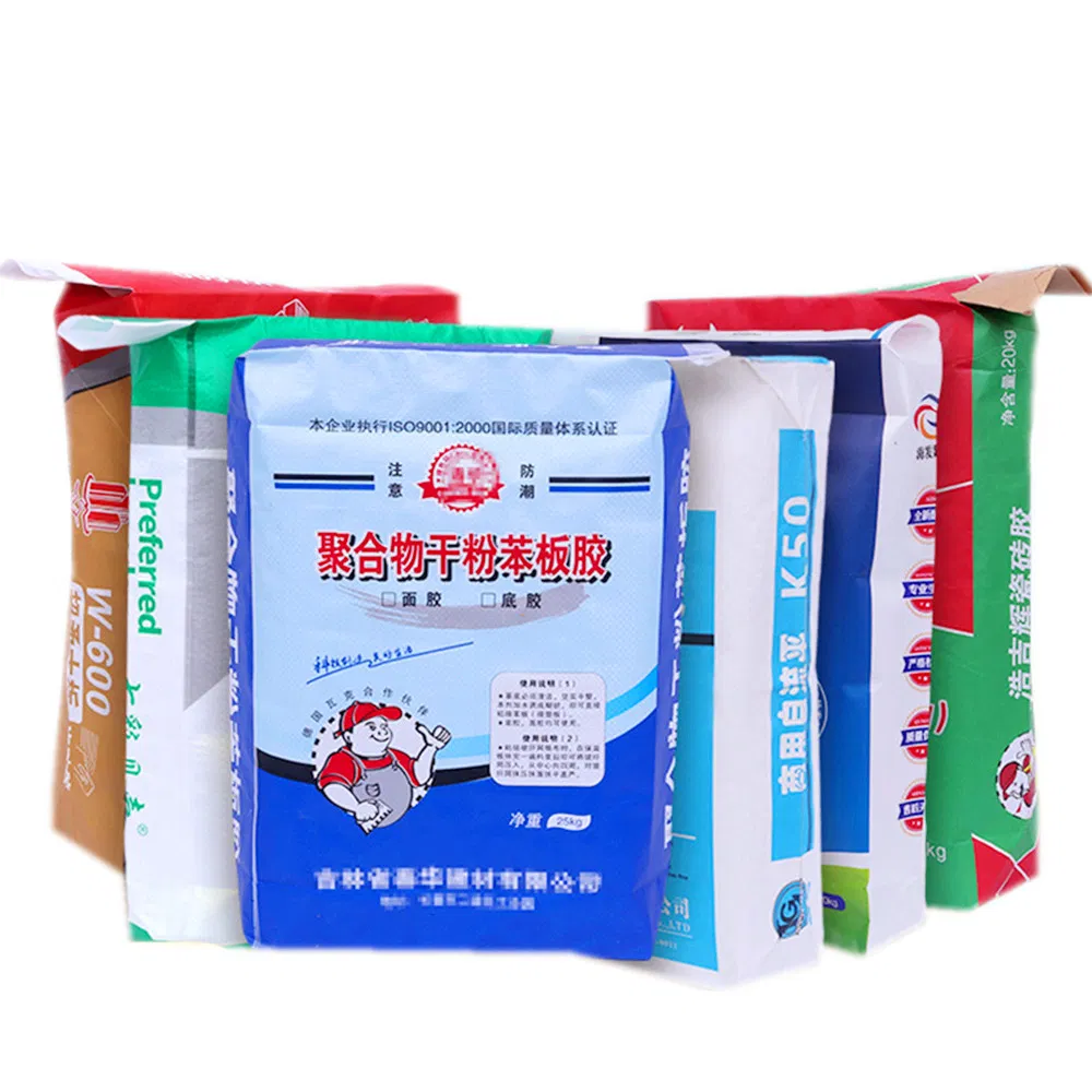 Bolsas de cimento de papel kraft personalizadas com válvula para fertilizantes químicos, ração, farinha e cimento branco, embalagem de bolsa de válvula de polipropileno