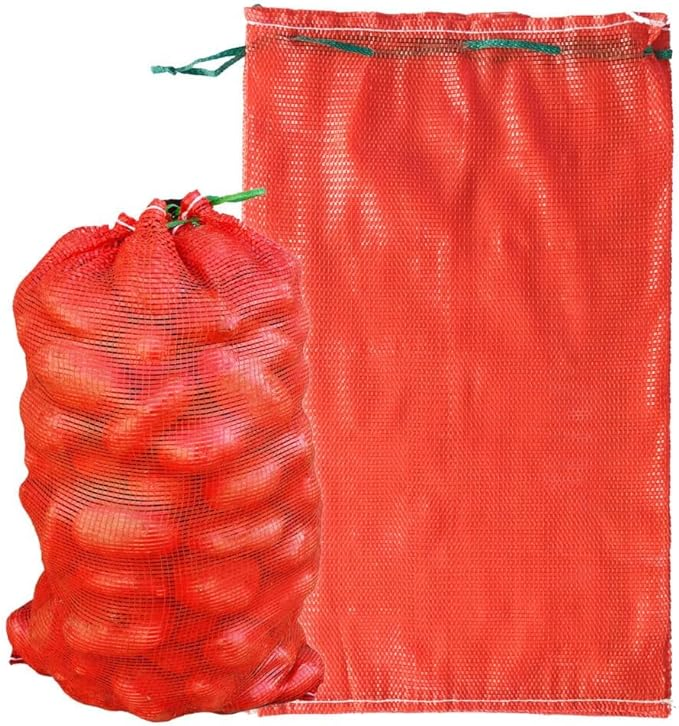 Sacos de Malha Grande para Cebolas, Sacos de Armazenamento de Malha Reutilizáveis e Respiráveis, Armazenamento de Vegetais com Cordão para Cebolas, Batatas, Cítricos e Lagostins