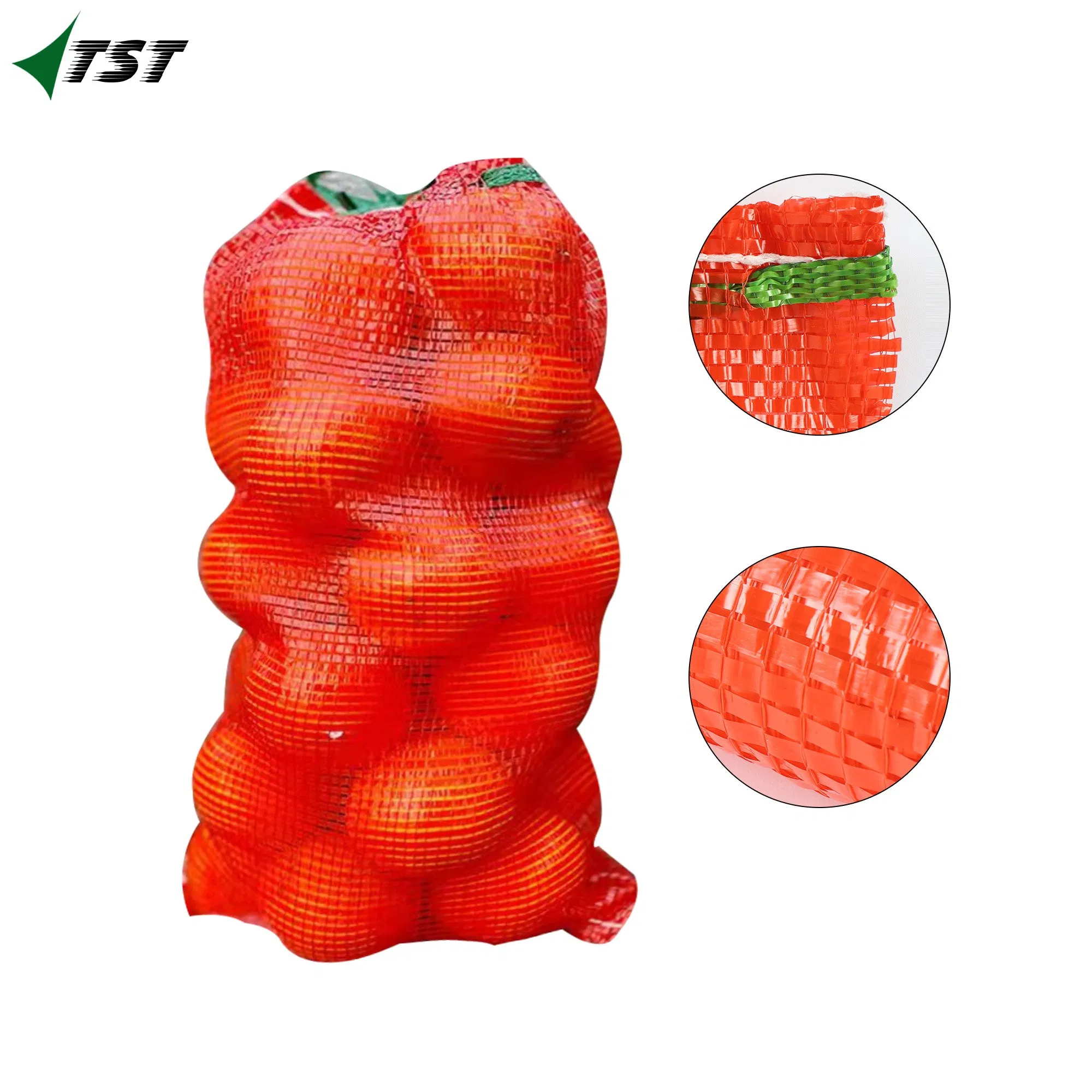 100% Saco de Rede Tubular de Vegetais PP para Batatas 10kg 25kg 50kg Sacos de Rede Vermelhos
