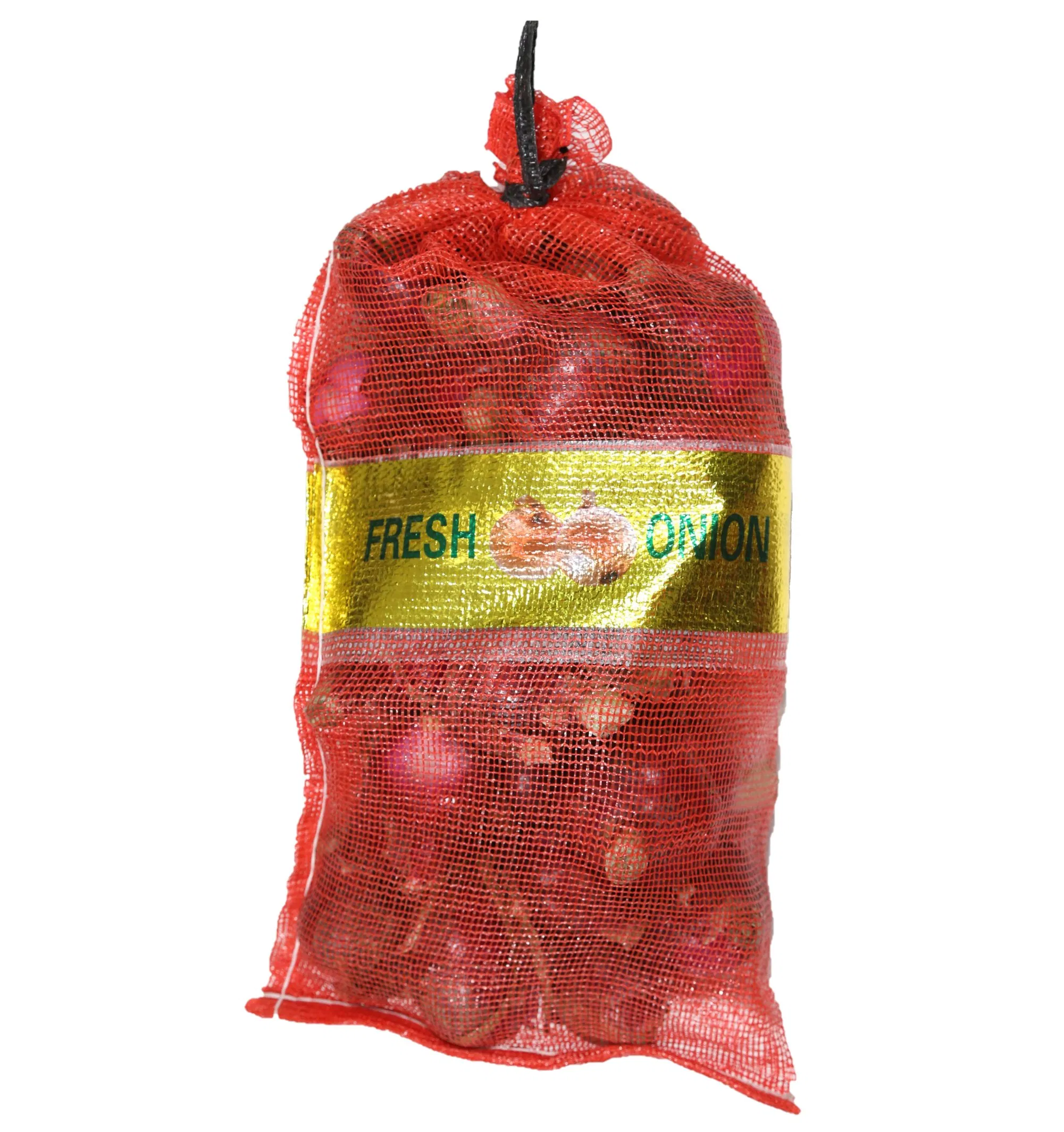Venda Quente de Legumes Cebola Alho Batata Saco de Rede de Malha Leno com Filme Colorido