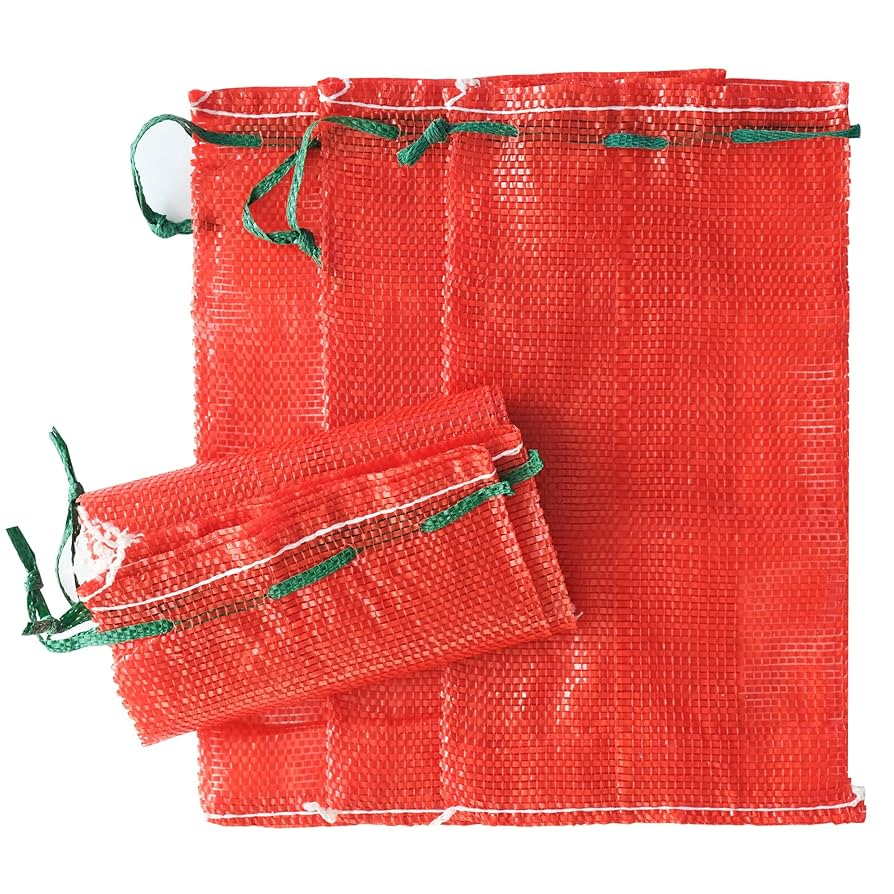 Sacos de Malha Grande para Cebolas, Sacos de Armazenamento de Malha Reutilizáveis e Respiráveis, Armazenamento de Vegetais com Cordão para Cebolas, Batatas, Cítricos e Lagostins