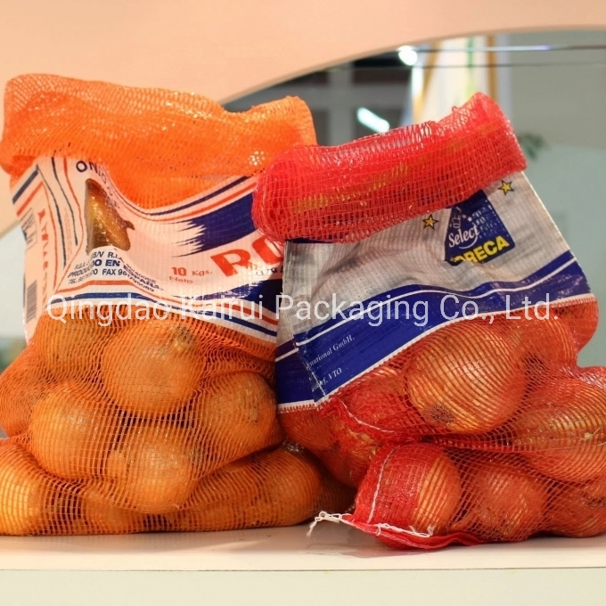 Saco de malha com cordão de polipropileno para batata e cebola