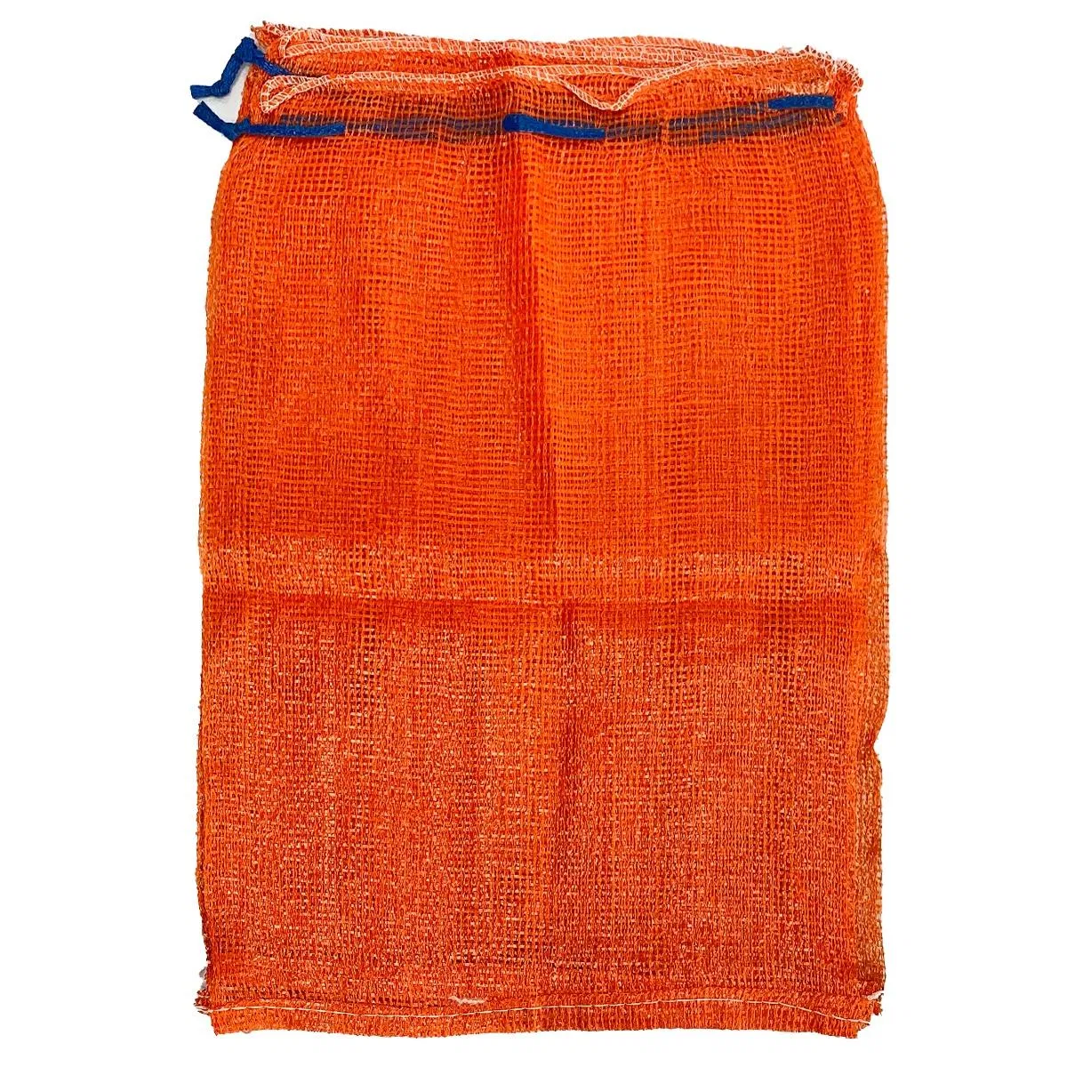 Saco de malha em vermelho, amarelo e laranja com cordão, durável em PE, embalagem clara para cebolas, alho e batatas