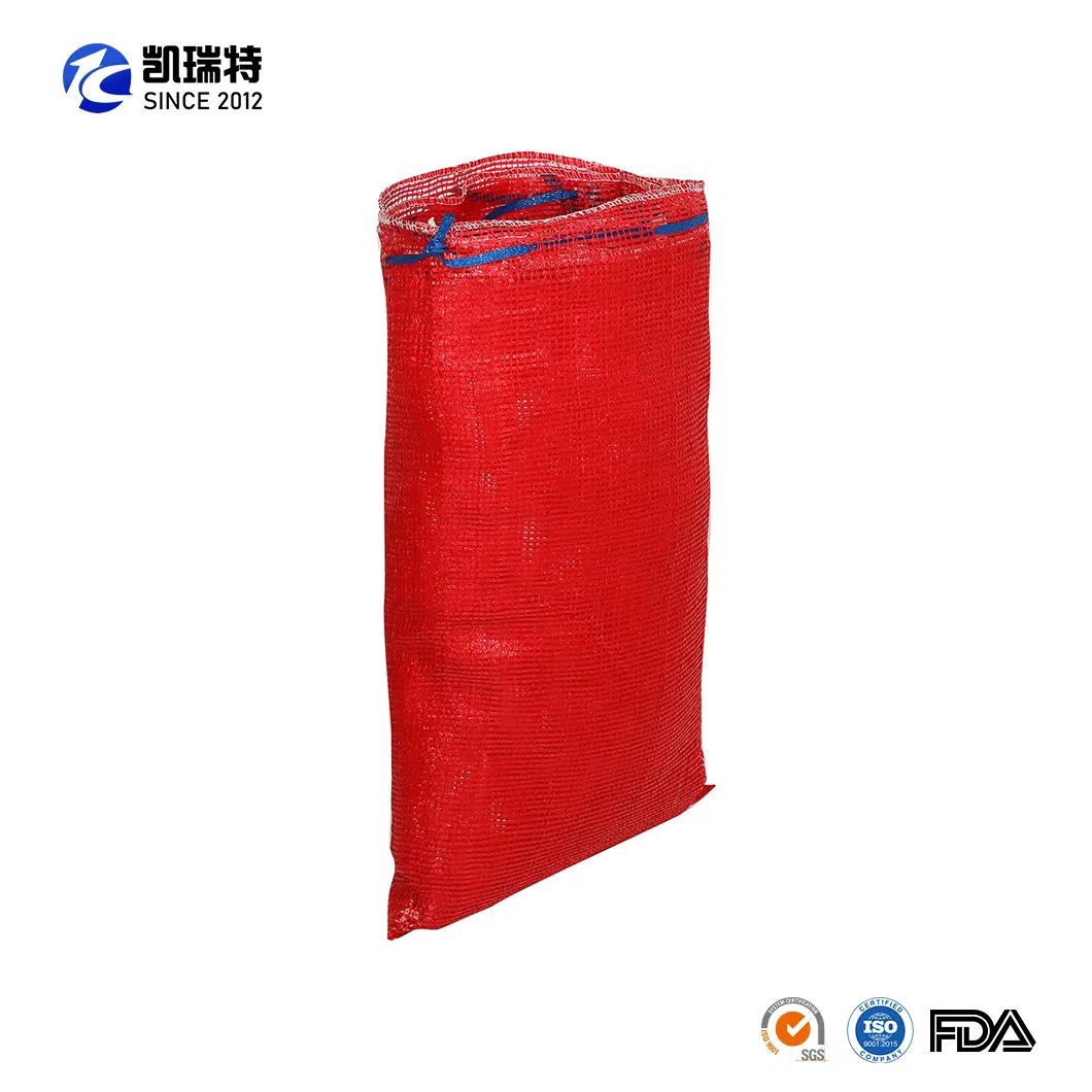 Saco de malha de plástico durável com cordão para embalagem de frutas e vegetais, ideal para feijão, cebola, batata e repolho