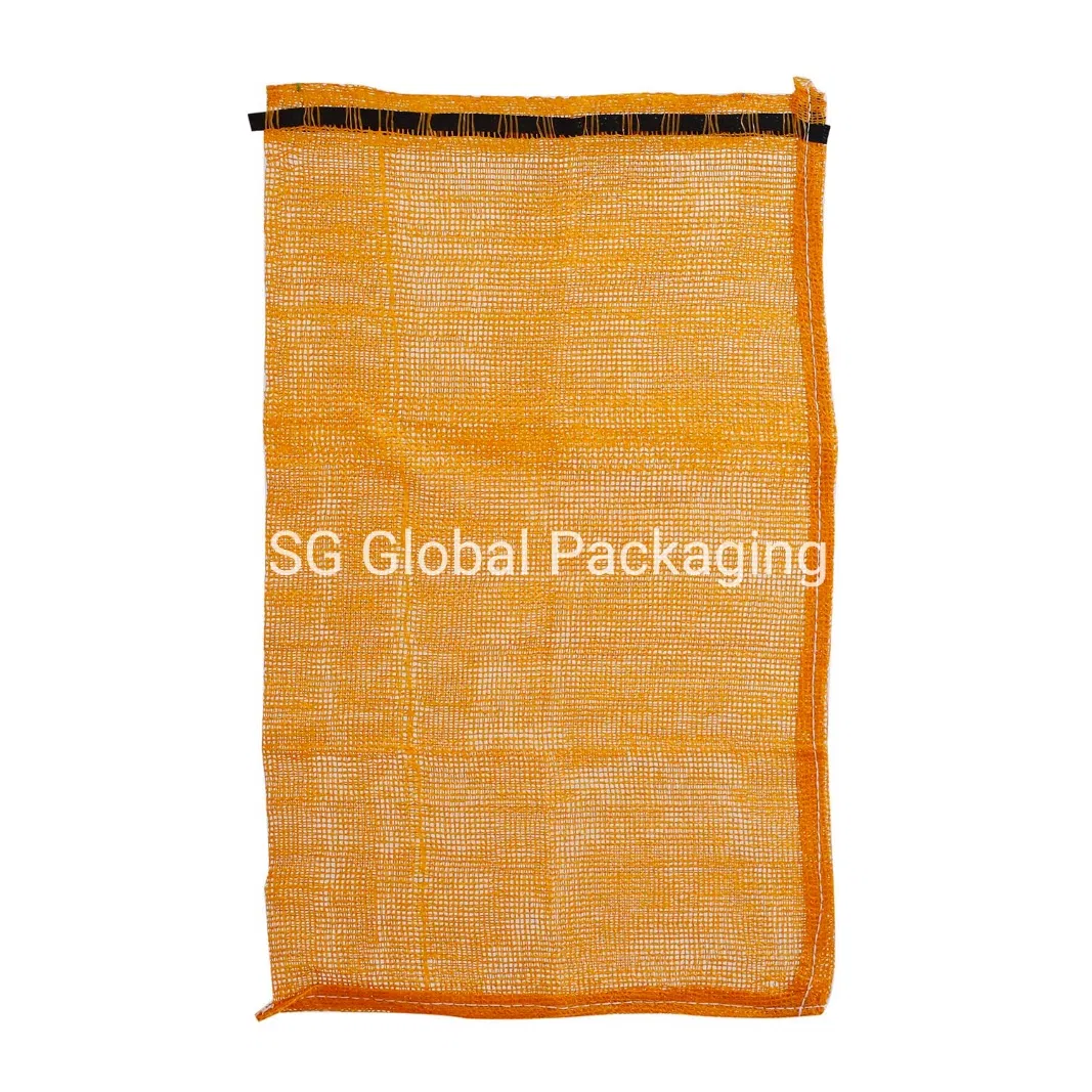 Sacos de Malha de Cebola Leno Certificados pela SGS Fabricação Personalizada Embalagem Plástica Ecológica com Cordão PP Laranja Limão Repolho Alho 50 Kg 50 Lb Saco de Rede