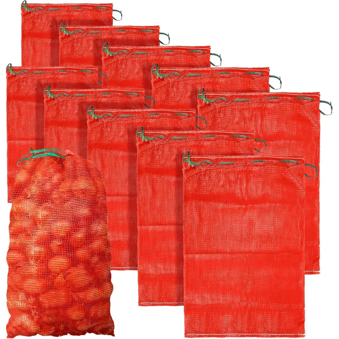 Sacos de Malha Grande para Cebolas, Sacos de Armazenamento de Malha Reutilizáveis e Respiráveis, Armazenamento de Vegetais com Cordão para Cebolas, Batatas, Cítricos e Lagostins