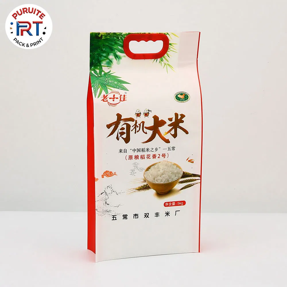 Saco de Arroz Woven PP Laminado BOPP Impresso Personalizado OEM 5kg 10kg 25kg 50kg Embalagem de Grãos Alimentícios