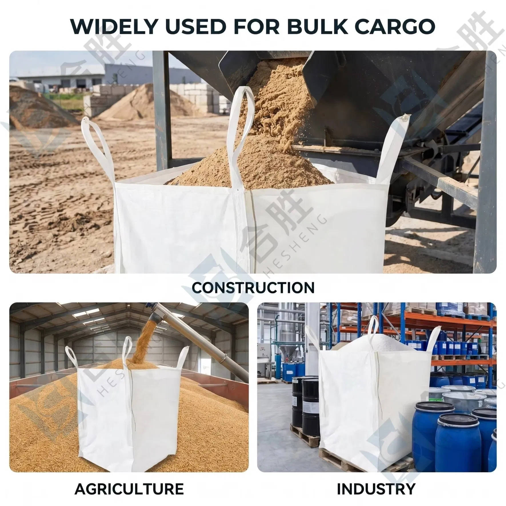 PP FIBC Bulk Bag Corner Loops UV Stabilized Jumbo Bag for Cement