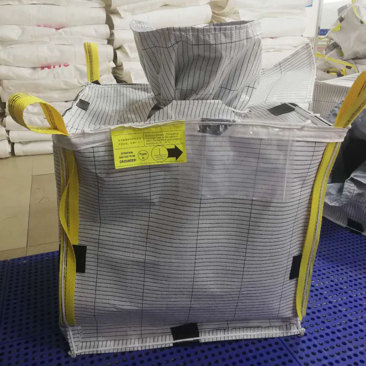 Atacado 1ton Saco Super Sack Tipo C Sling Tote 1200kg Saco a Granel PP Antiestático FIBC Jumbo Condutivo 1.5ton Saco Grande