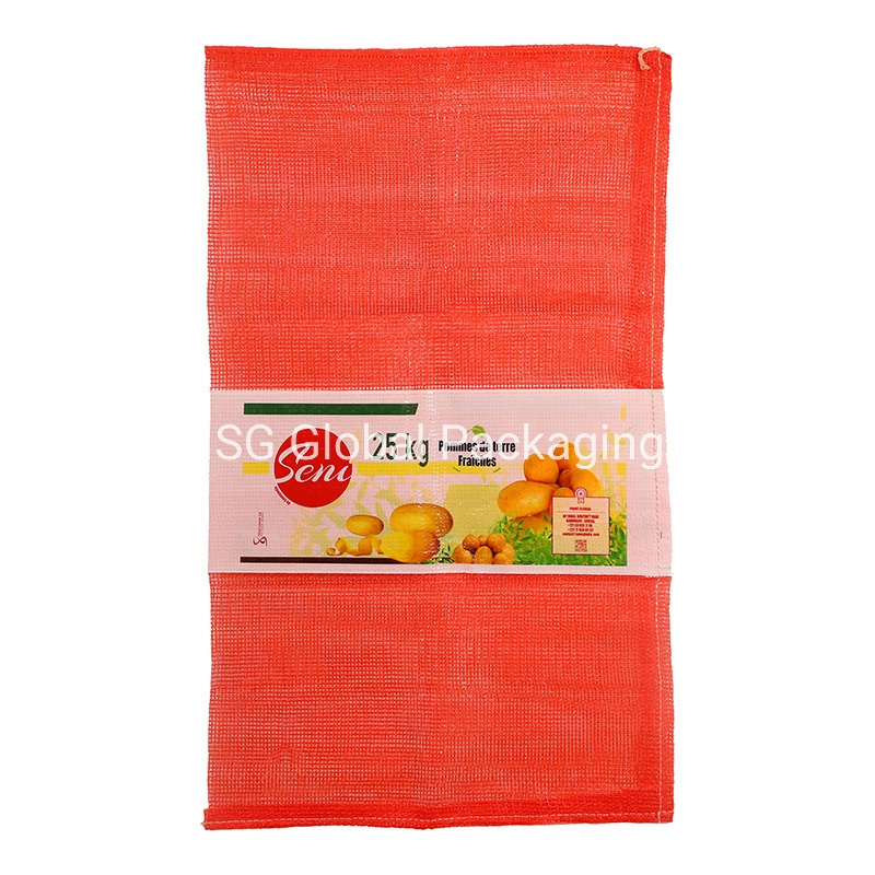 Sacos de Malha de Cebola Leno Certificados pela SGS Fabricação Personalizada Embalagem Plástica Ecológica com Cordão PP Laranja Limão Repolho Alho 50 Kg 50 Lb Saco de Rede