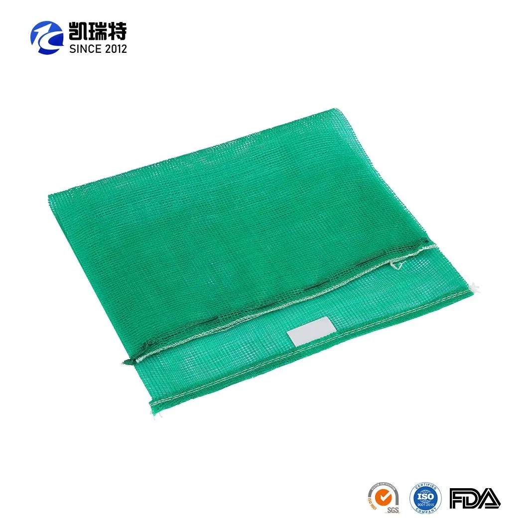 China Atacado Durável 5kg 10kg 50lb 25kg 30kg 50kg Leno Fruta Legume Embalagem Plástica com Cordão Saco de Rede de PP para Feijão Cebola Batata Repolho com Etiqueta