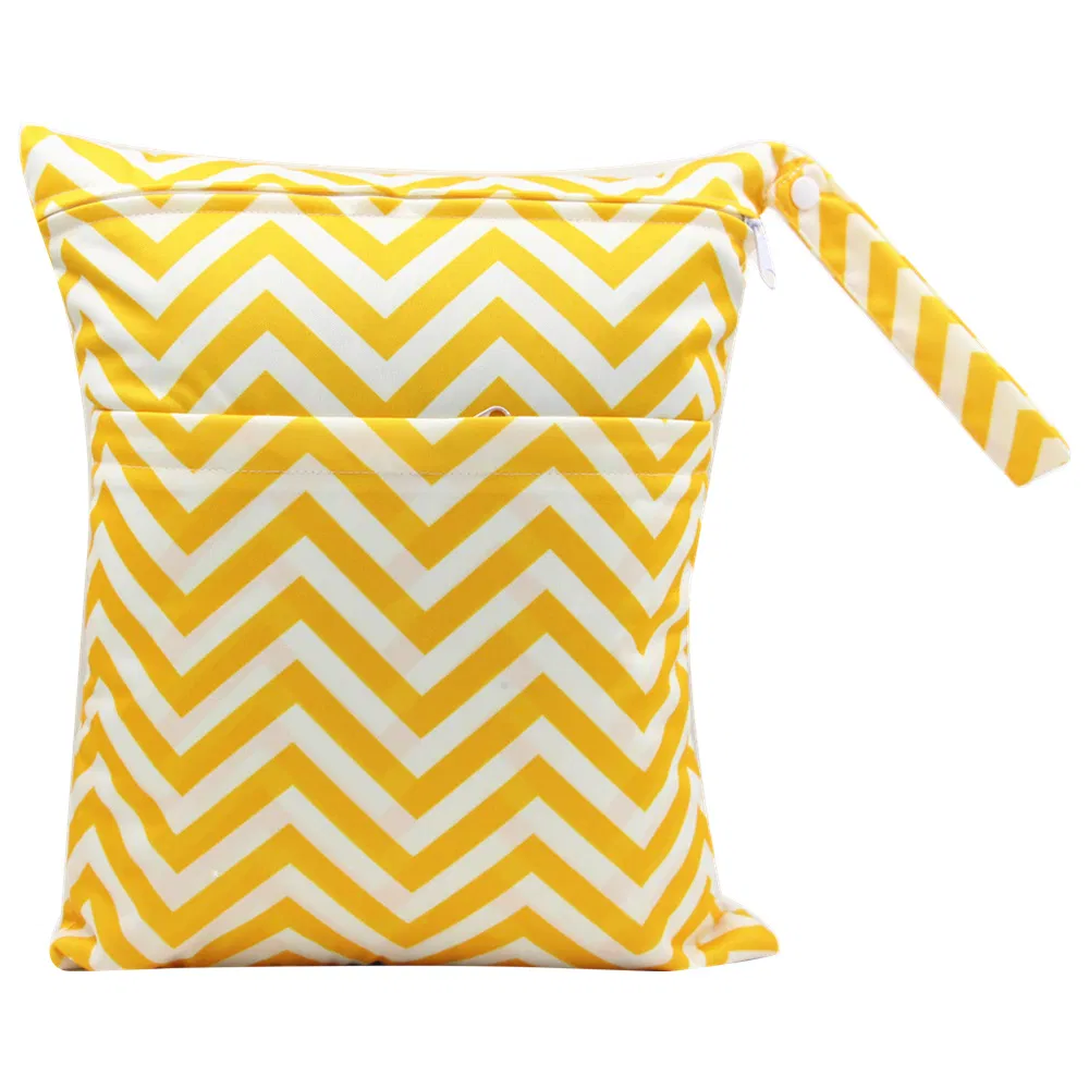 Bolsas Reutilizáveis à Prova d'Água com Dois Bolsos com Zíper Bolsa Úmida para Fraldas de Pano