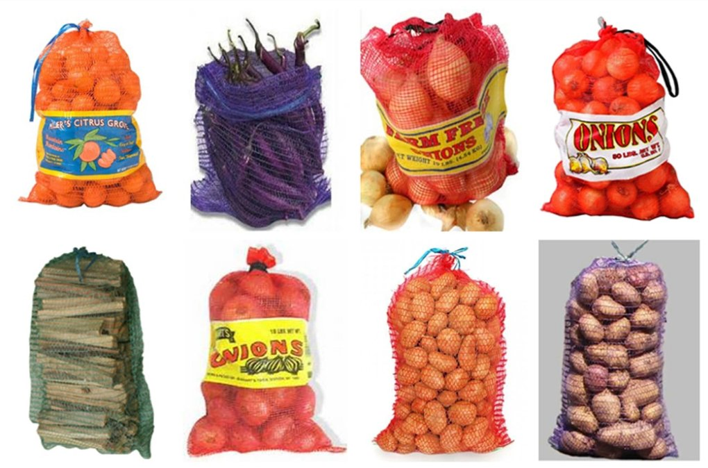 Sacos de Malha Woven de PE para Frutas e Legumes, Saco de Malha Tubular Raschel Leno para Lavagem 70g Logotipo Personalizado