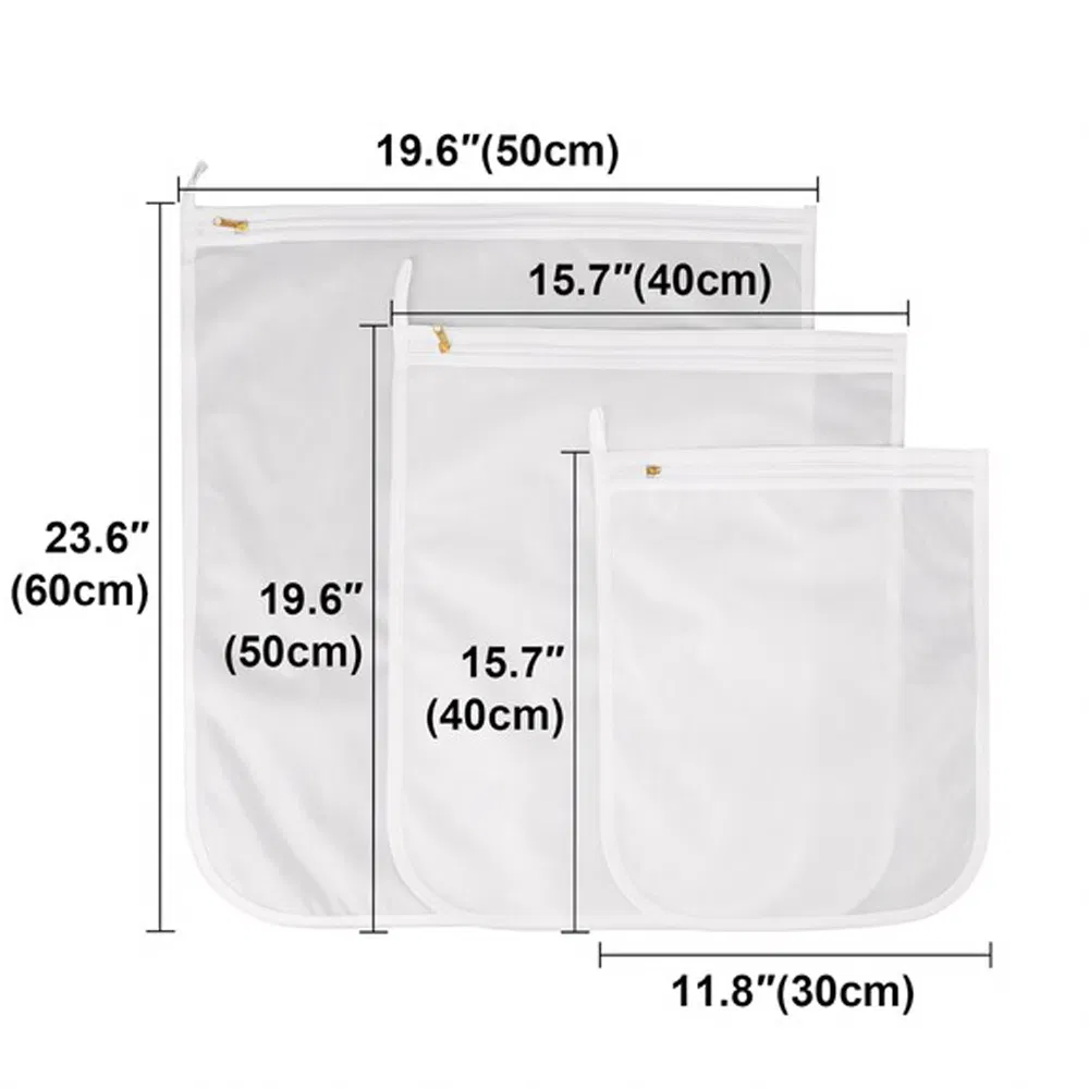 Sacos de Lavagem de Malha Tubular Reutilizáveis para Produtos - Saco de Rede com Saco de Lavagem Dobrável