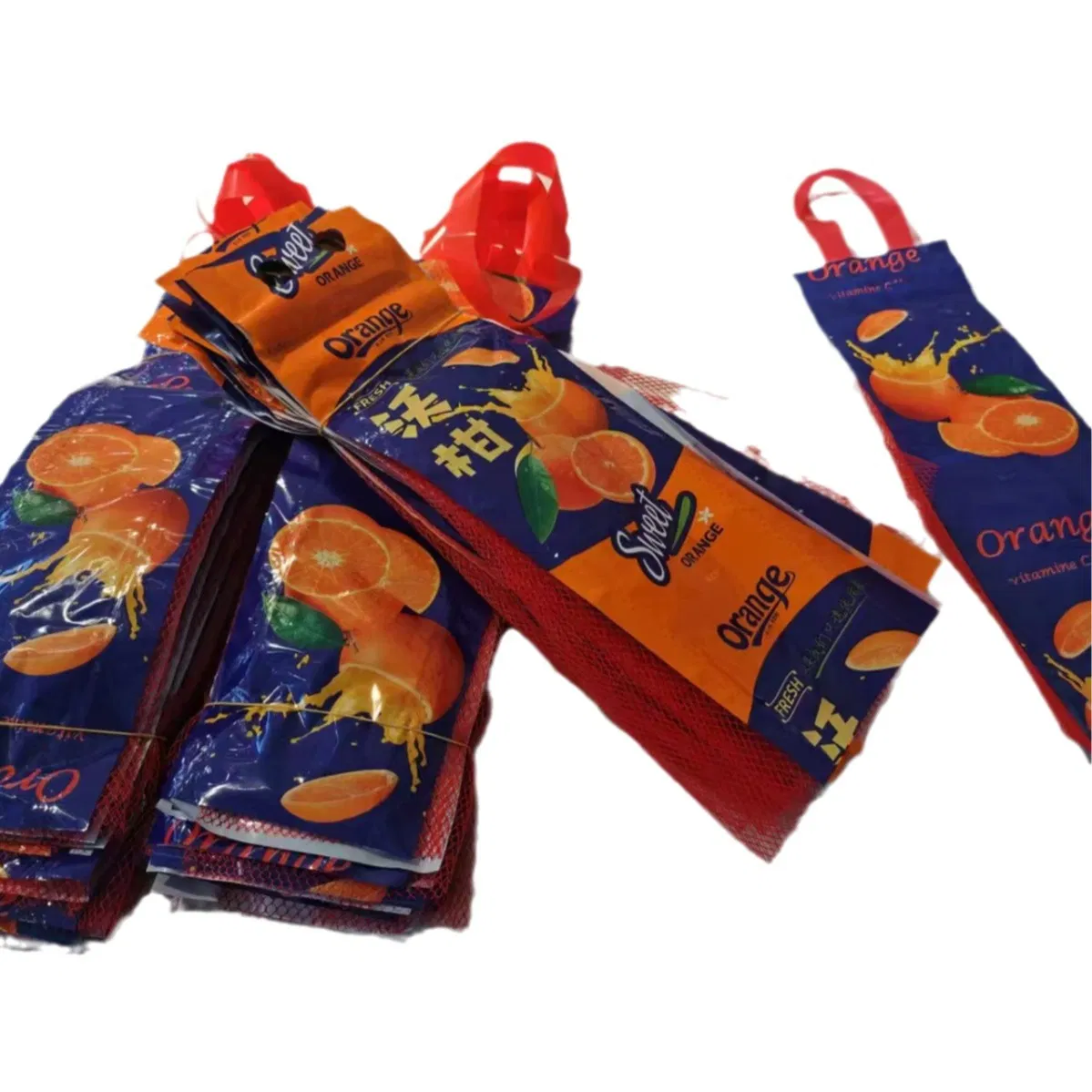 Saco de Malha Plástica Tubular para Embalagem de Frutas Laranja Cítrica Cara Cara