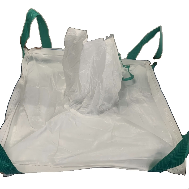 Saco Grande PP 1000kg (91X91X140cm não mais largo) 4 Laços Pendentes; Válvulas Superior e Inferior; Saco PE Transparente Interno