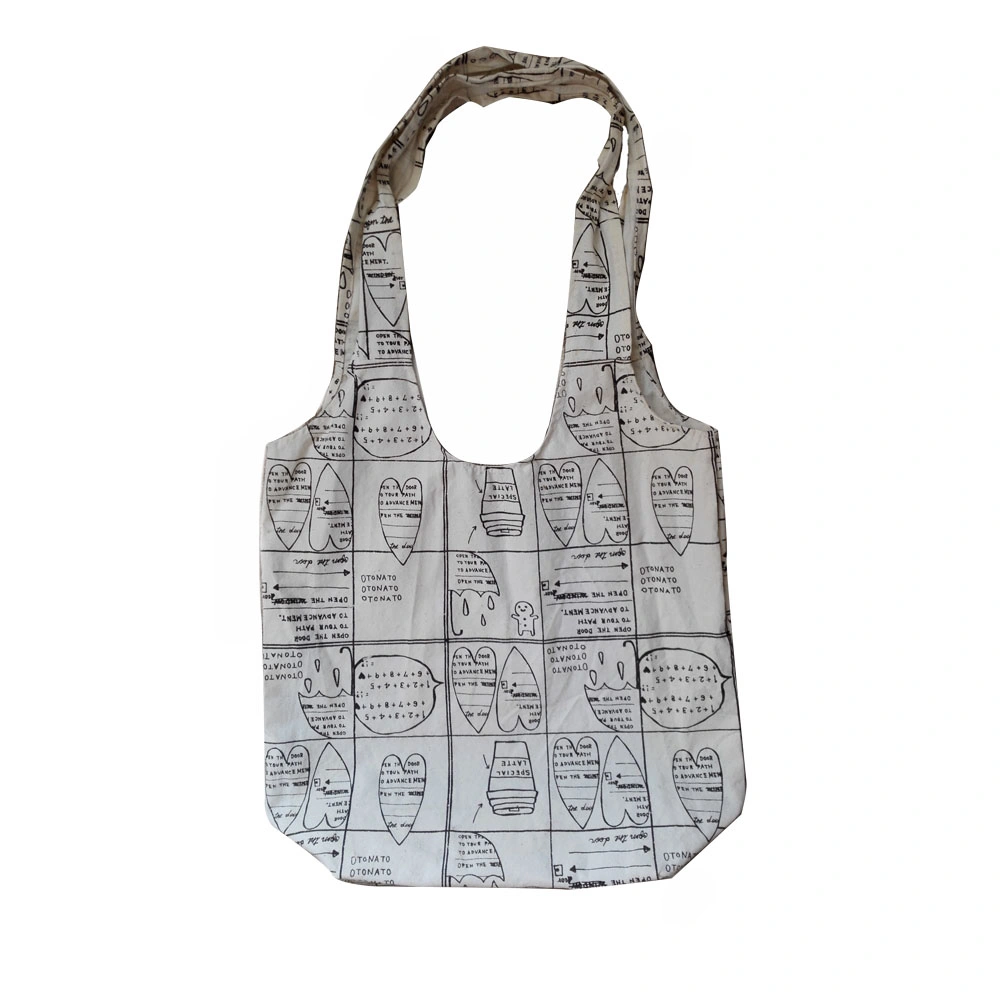 Bolsa de Compras de Camiseta de Malha de Algodão T/C Impresso com Ombros Macios