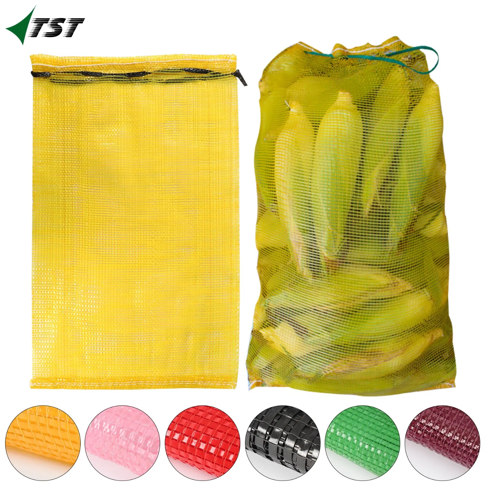 100% Saco de Rede Tubular de Vegetais PP para Batatas 10kg 25kg 50kg Sacos de Rede Vermelhos