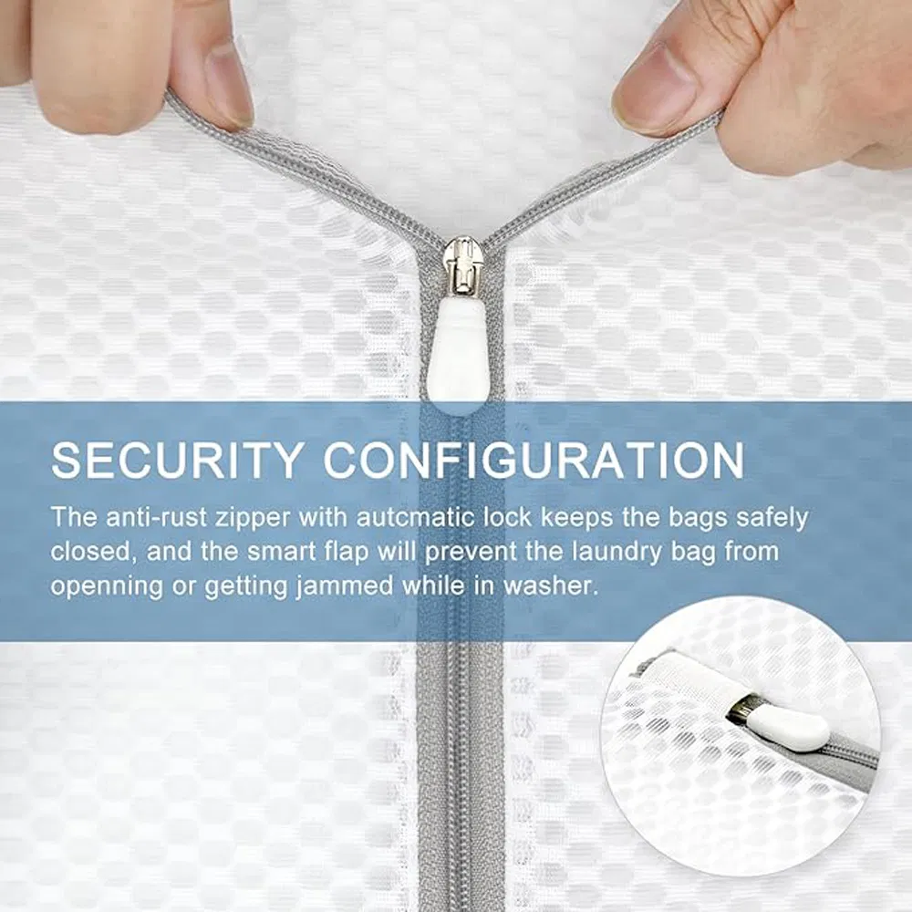 Sacos de Lavagem de Malha Tubular Reutilizáveis para Produtos - Saco de Rede com Saco de Lavagem Dobrável