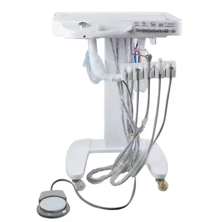 Portable Dental Mobile Delivery Unit 4-Hole System with 65L/Min Compressor for Treatment Work Electric Power Source