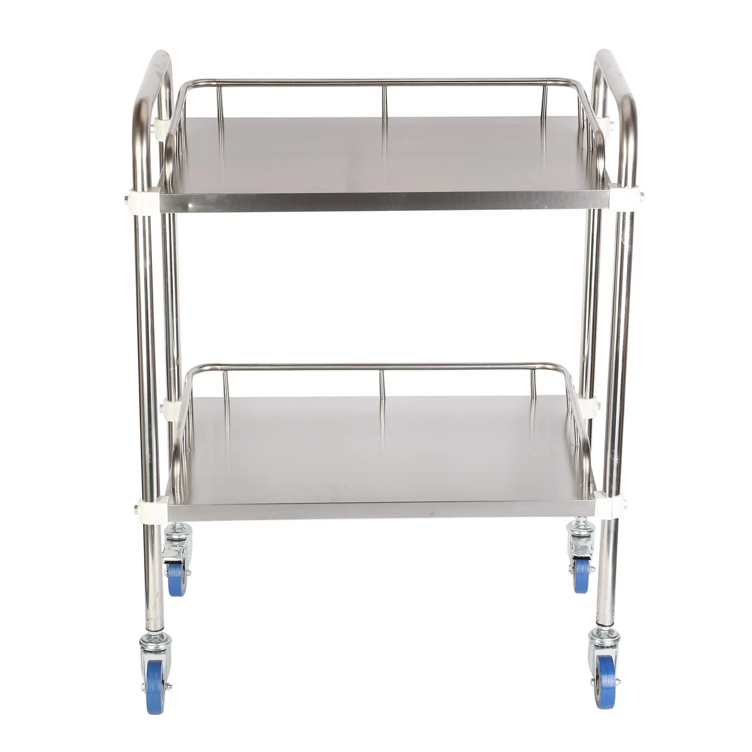 Medical Cart 2 Layers Stainless Steel Cart 220 Lbs Weight Capacity Lab Utility Cart with 360° Silent Wheels and a Drawer for Lab