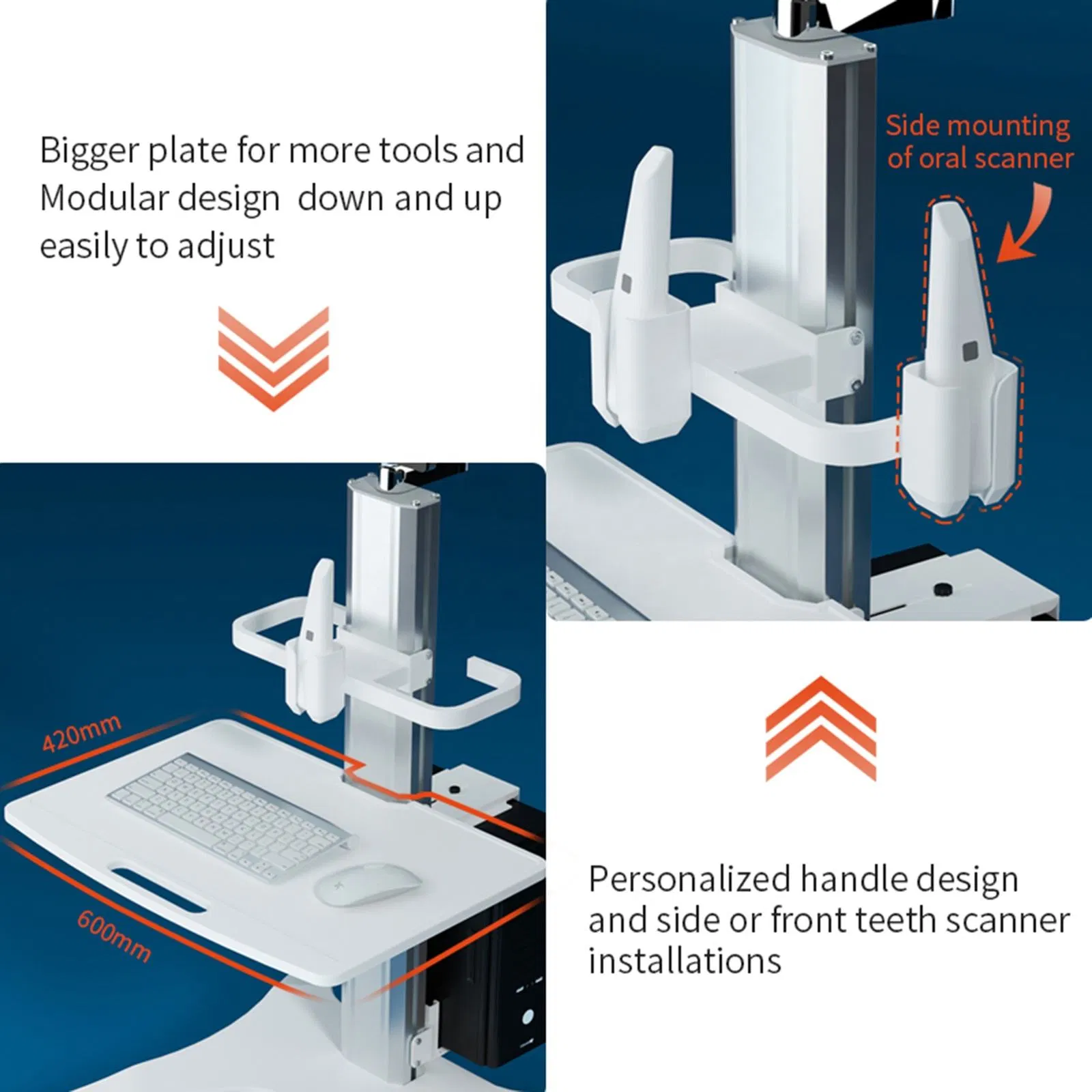Hospital Medical Trolley Nurse Mobile Computer Medical Workstation Dental Cart