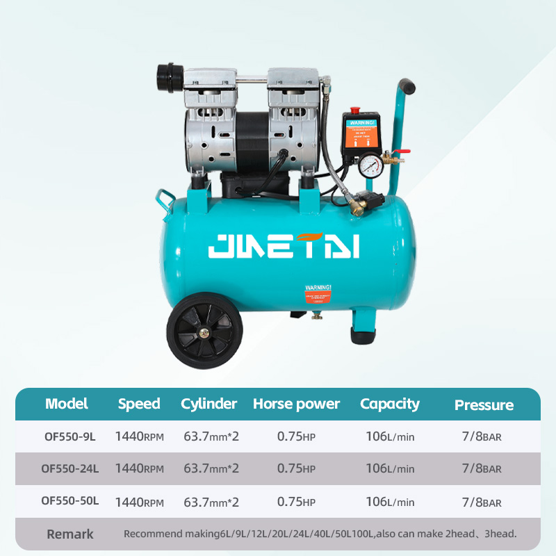 24L 50L 550W Silent Portable and Mobile Oil-Free Dental Air Compressor