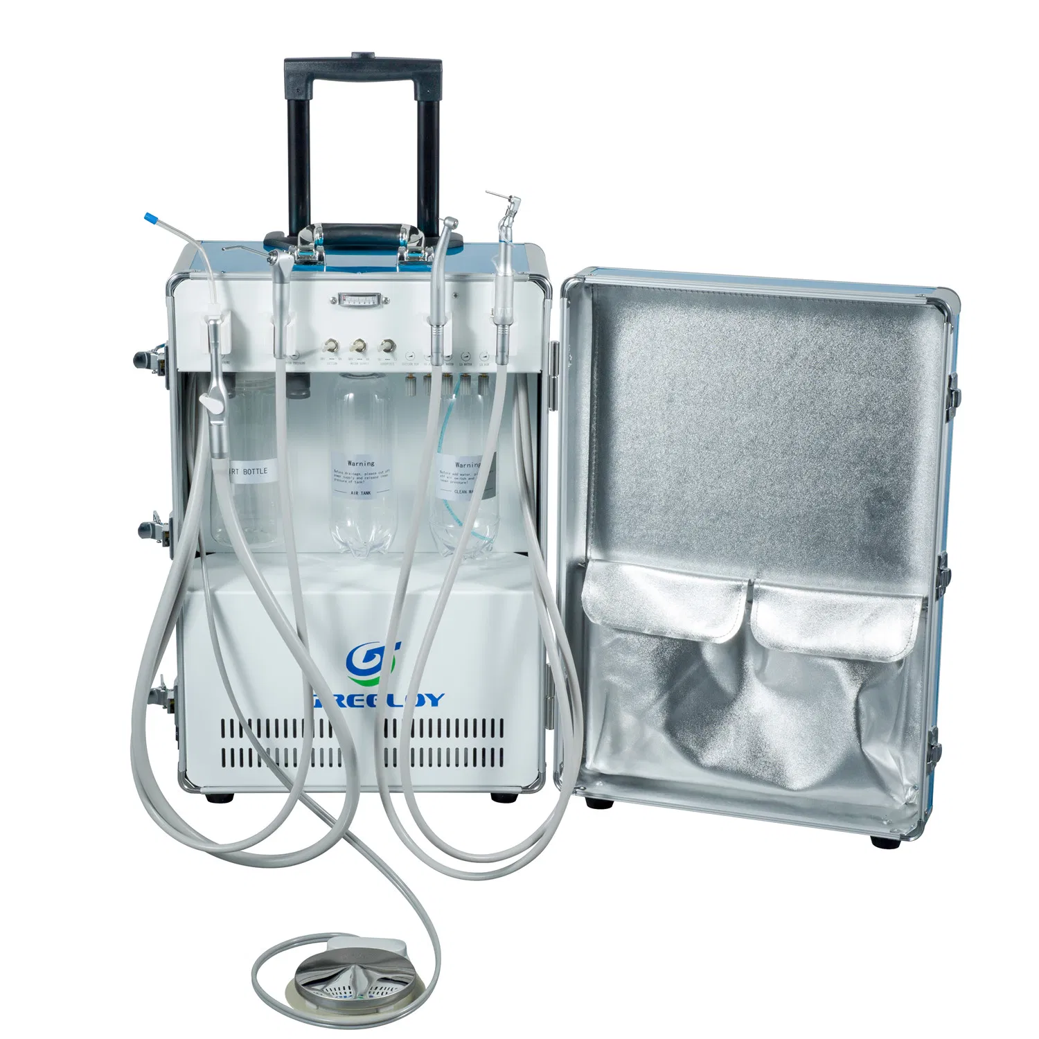 Movable Suitcase Mobile Portable Dental Delivery Unit Full Set with Built-in Air Compressor