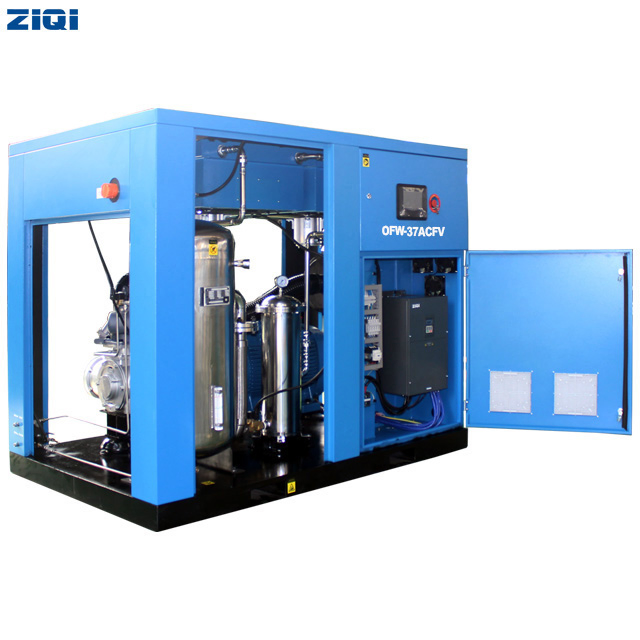 Widely Used 37kw Air Cooled Water Lubrication Screw Single Stage Air Compressors for Fiber Industry for Dental