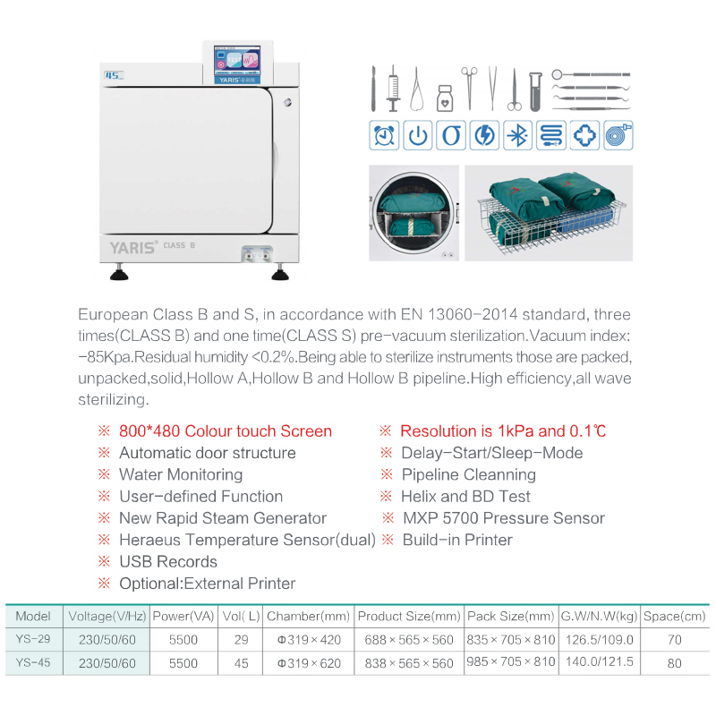 Lk-D13 Class B Touchscreen Getidy Dental Fast Autoclave Sterilizer Machine Price 29L/45L