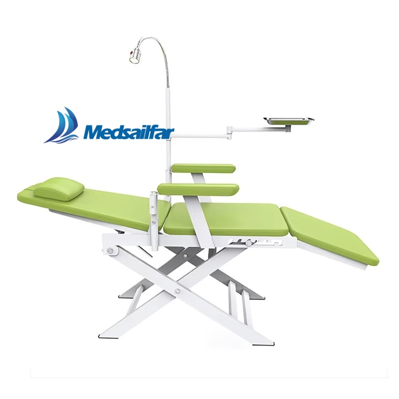 CE FDA Blue Green Optional Color CE Hydraulic Manual Foldable Dental Chair Unit
