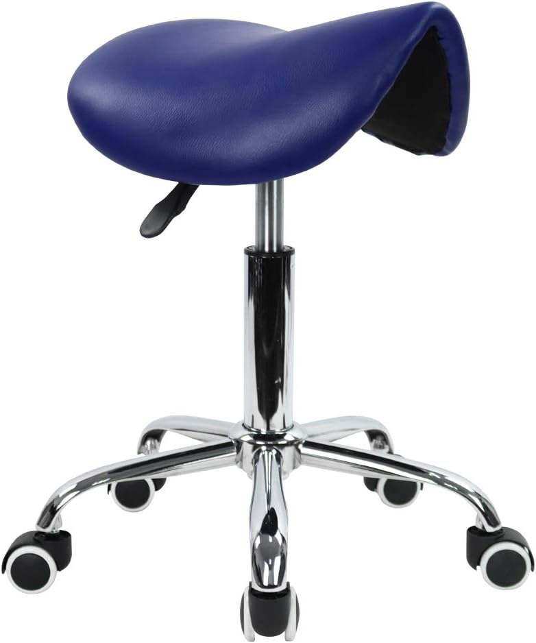 Professional Ergonomic PU Leather Dental Saddle Chair Twin Dentist Saddle Stool Mobile Dentist Stool for Clininc Hospital