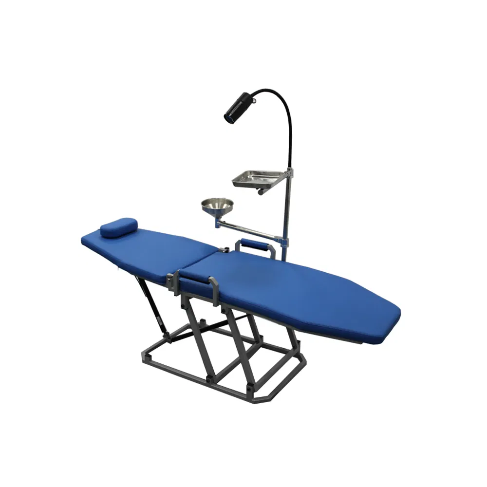 Dental Folding Chair with Turbine Unit LED Light Removable Spittoon Weak Suction