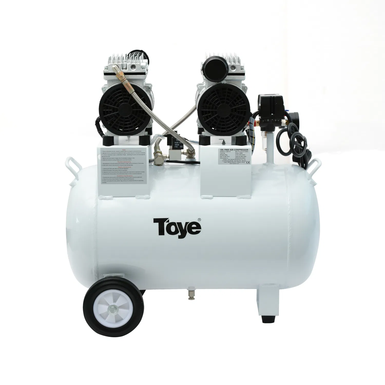 Oil Free Low Noise Dental Air Compressor with High Pressure Piston
