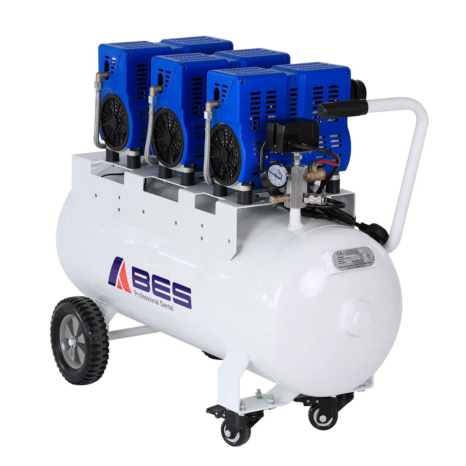 Oilless Compressor, 3.0HP 90L Dental Air Compressor, Oil Free Air, Dental Equipment