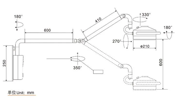 Wall-Mounted Shadowless Dental LED Operating Lamp Examination Light