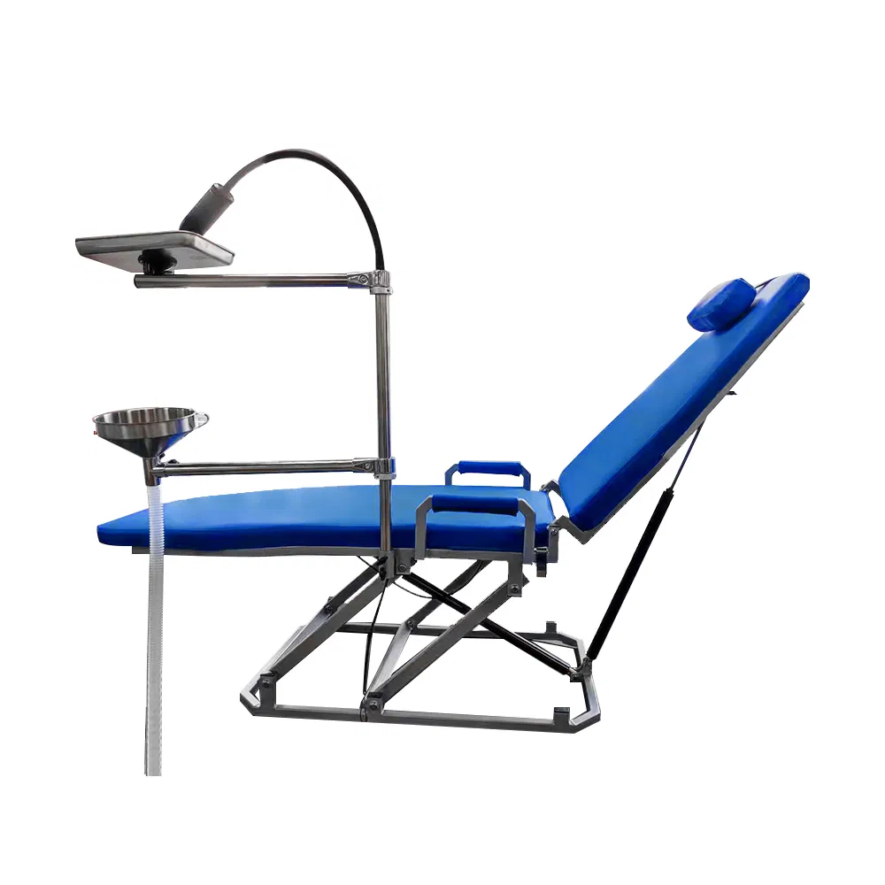 Dental Folding Chair with Turbine Unit LED Light Removable Spittoon Weak Suction