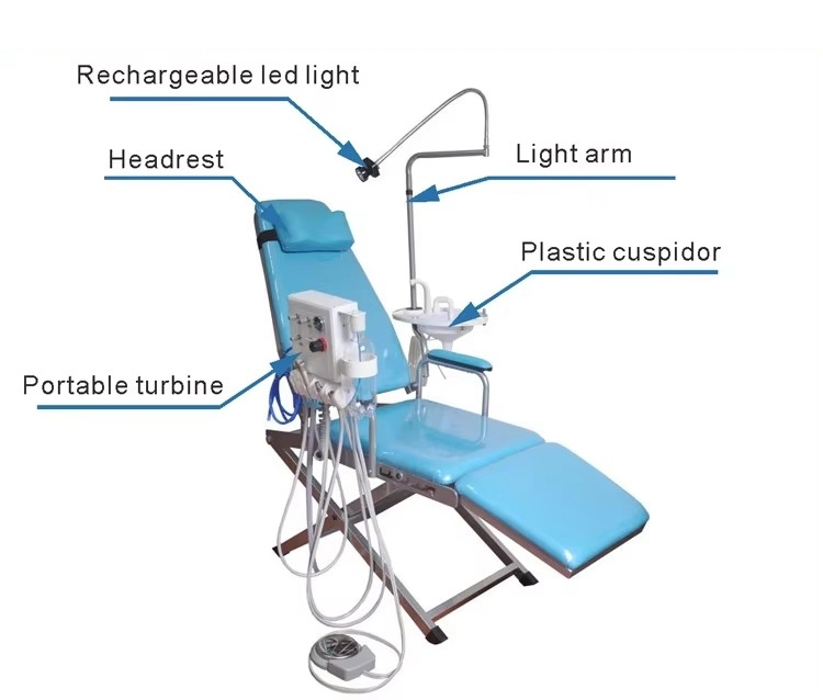 Portable Folding Dental Unit Dental Chair with High Low Speed Air Turbine Tube
