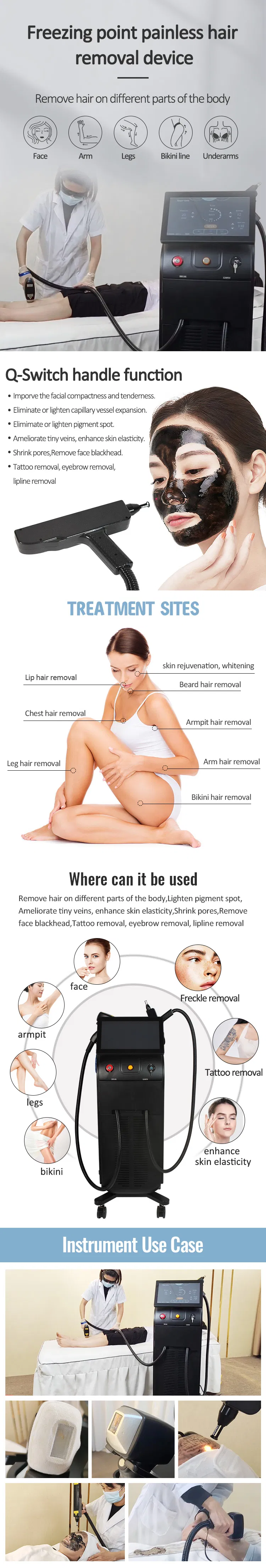 معدات تجميل تقشير الكربون ليزر Q سوويتش ND YAG
