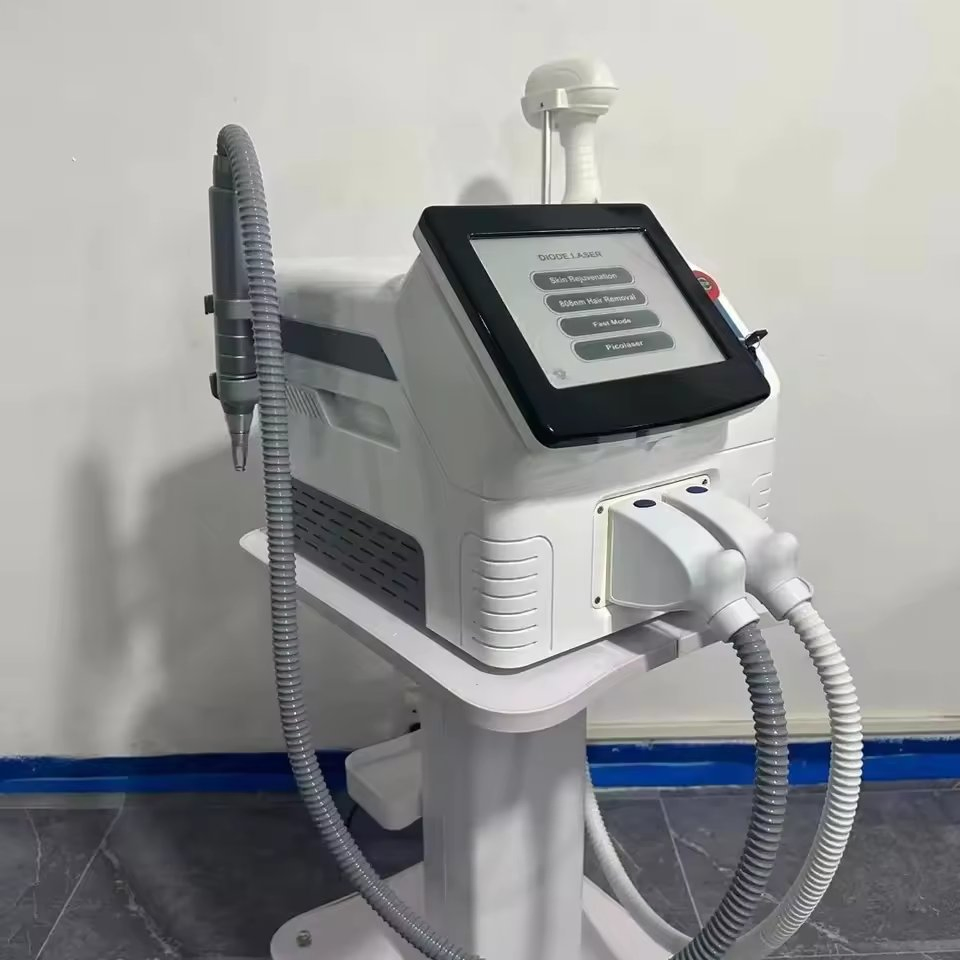 2 في 1 808nm آلة إزالة الشعر بالليزر وإزالة الوشم بالبيكوسكند المدمجة