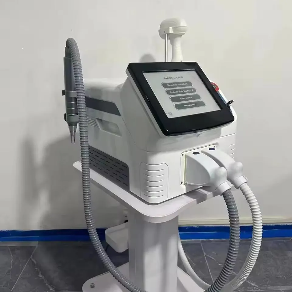 2 في 1 808nm آلة إزالة الشعر بالليزر وإزالة الوشم بالبيكوسكند المدمجة