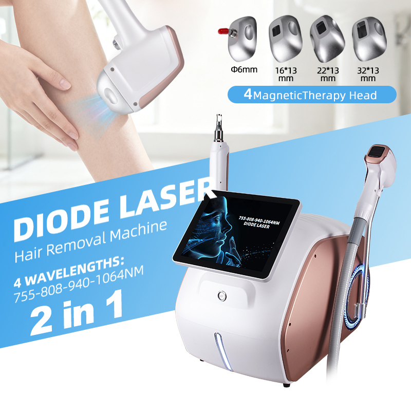 2 In1 إزالة الشعر والتاتو بتقنية IPL و ND YAG Q Switch متعددة الوظائف 2 ضمان لمدة عام ليزر ديود 4 موجات