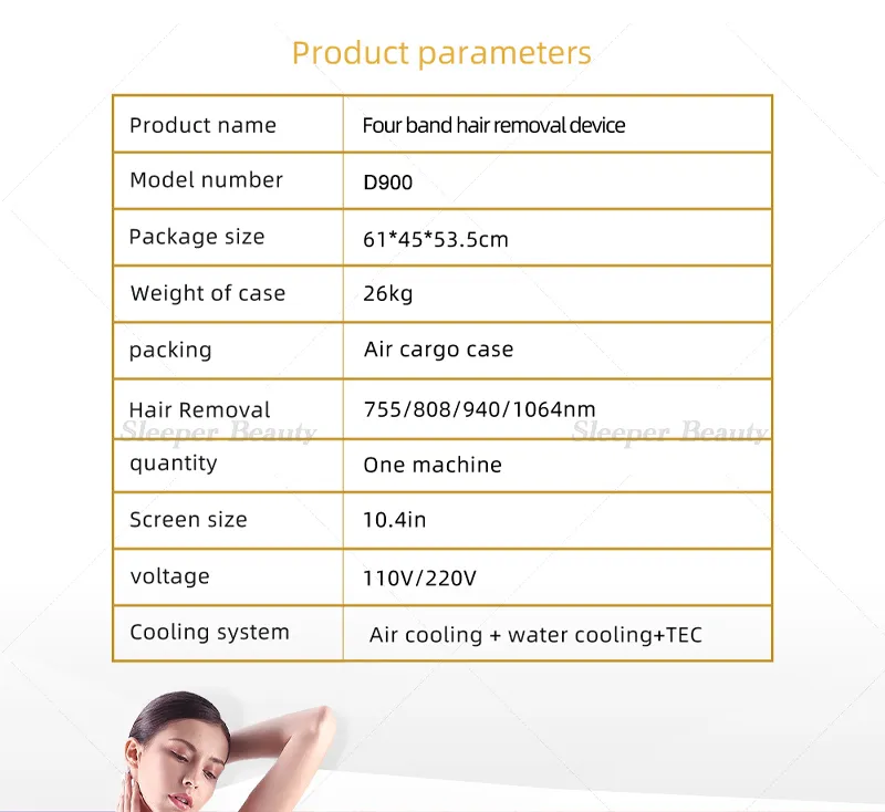 وصول جديد جهاز إزالة الشعر بالليزر المحمول 1200W 1600W 4 موجات 755nm 808nm 940nm 1064nm علاج إزالة الشعر بالليزر الثنائي عالي الكفاءة