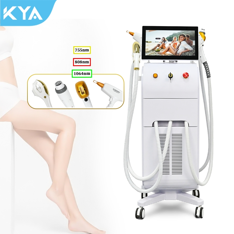 4 في 1 جهاز إزالة الشعر بالليزر عالي الطاقة E-Light IPL 808nm جهاز إزالة الوشم Q-Switch ND YAG
