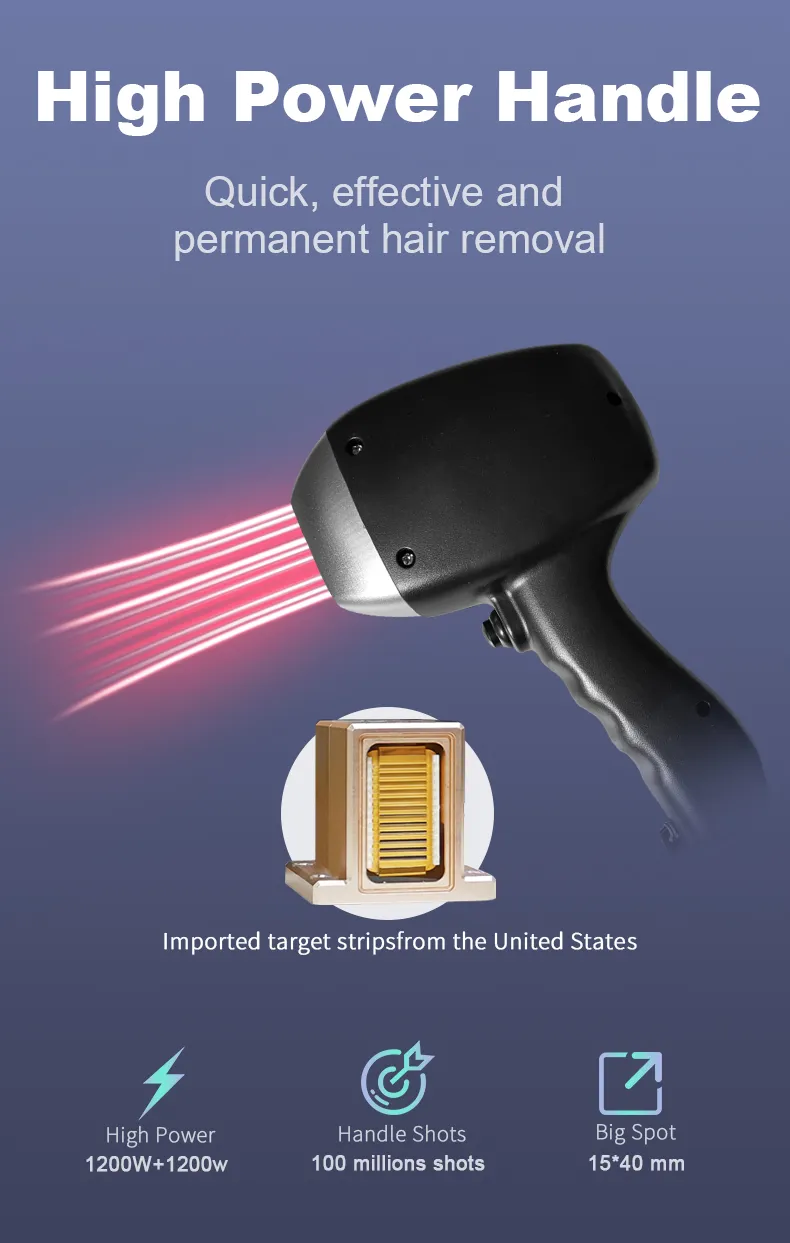 آلة إزالة الشعر الدائم بالليزر الثنائي سوبرا نو تيتانيوم آيس 755 808 1064 ليزر ثنائي