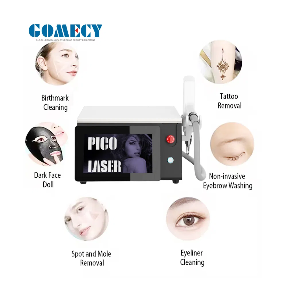 آلة إزالة الوشم بالليزر بيكوليزر المحمولة بنظام Q Switch ND YAG مع تبييض البشرة وإزالة الصبغات بالليزر بيكوسكند