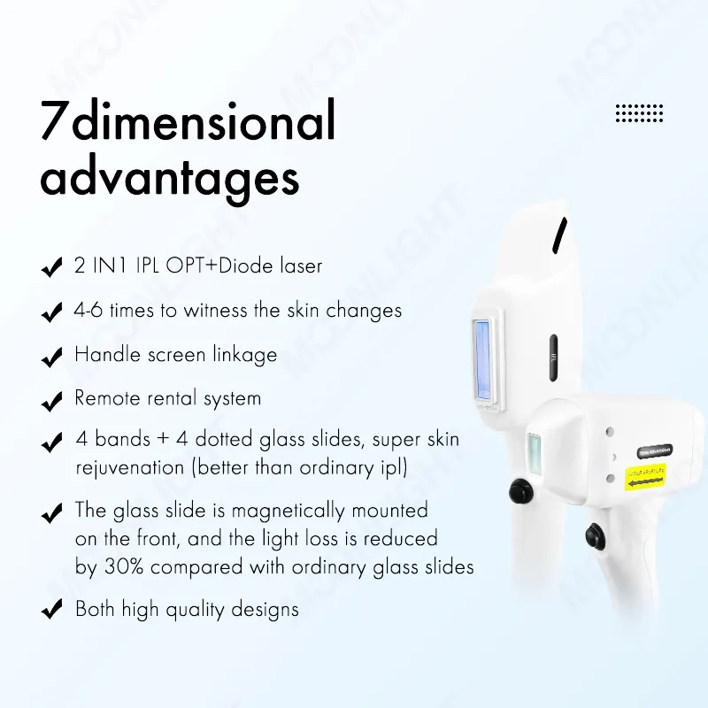 2in1 جهاز إزالة الشعر بالليزر الثنائي الجمالي IPL تجديد البشرة